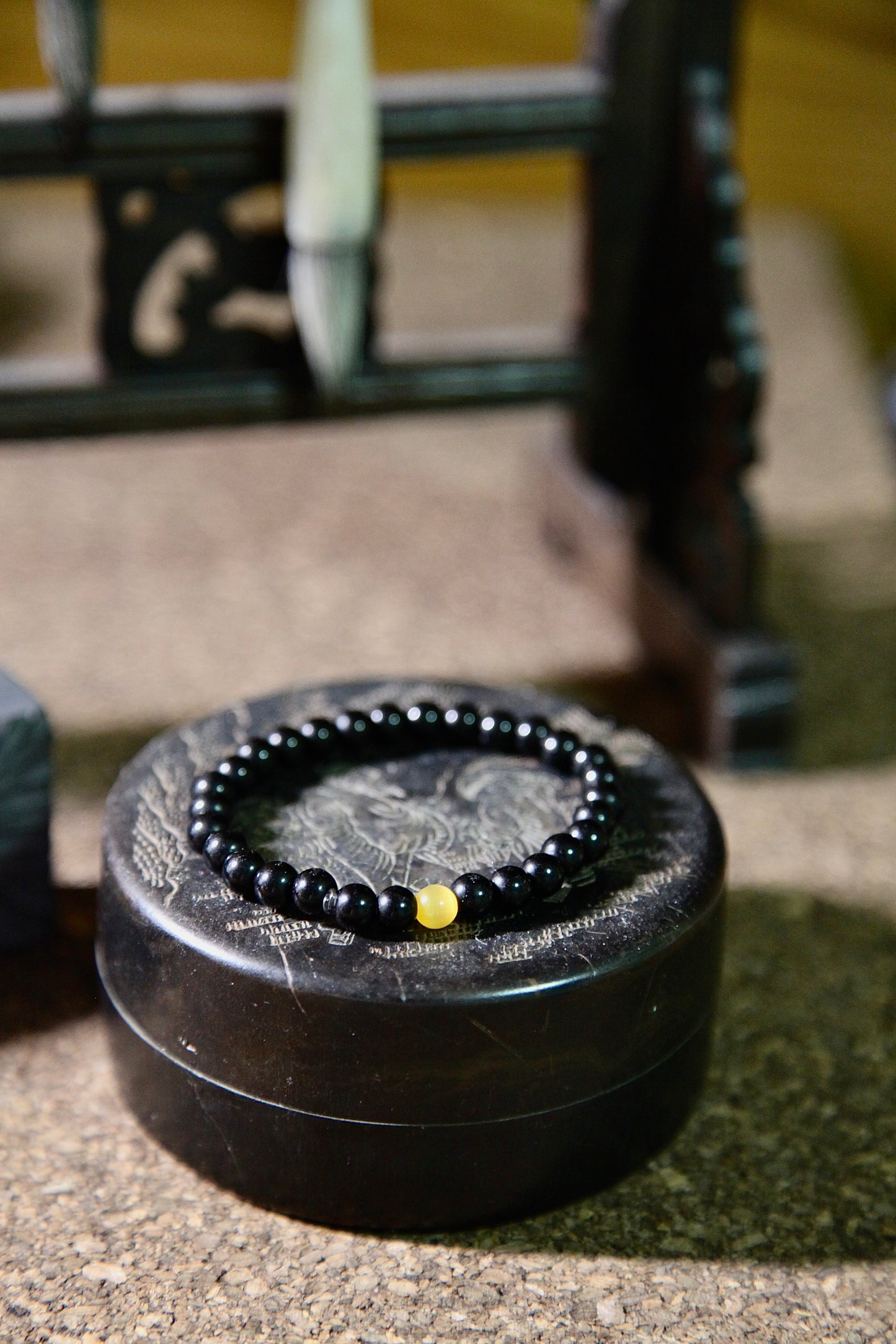 natural dark gold glass bracelet